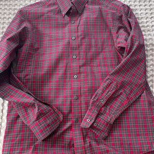 Men's Red and Green Plaid Shirt